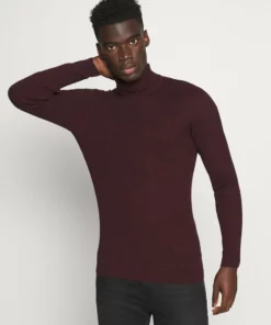 Pier One Uomo MUSCLE FIT TURTLE - Maglione - Mottled Bordeaux