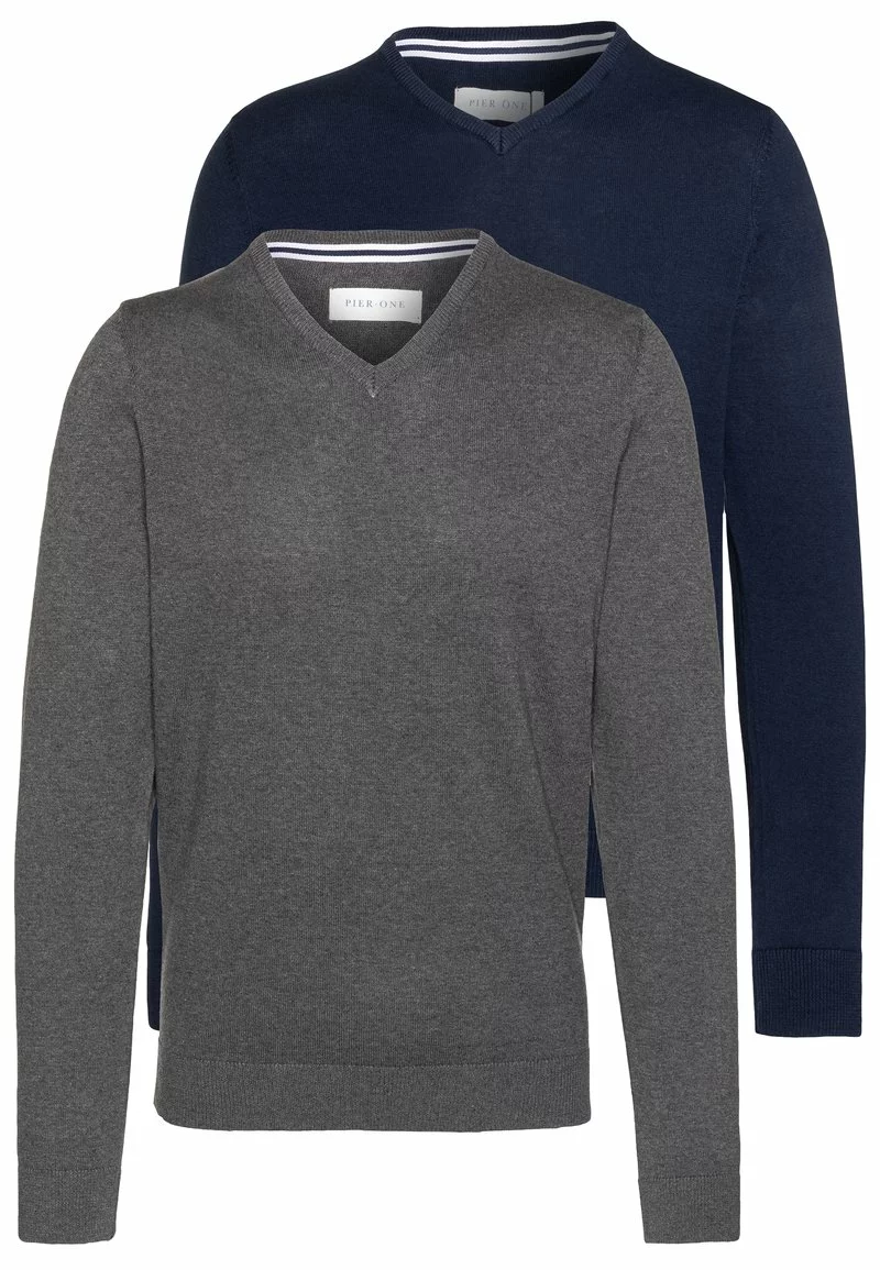Pier One Uomo 2PACK - Maglione - Dark Blue 6 Pier One Uomo 2PACK - Maglione - Dark Blue - immagine 4