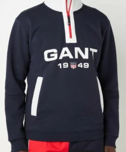 GANT Uomo Sweatshirt - Dark Blue, White