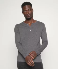 Pier One Uomo Maglietta A Manica Lunga - Dark Grey Melange