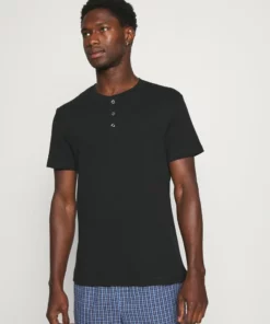 Pier One Uomo LOUNGE HENLEY TEE - Maglia Del Pigiama - Black