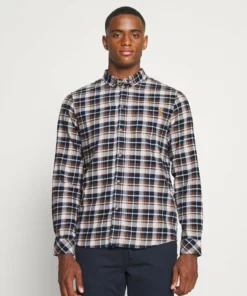 Pier One Uomo Camicia - Dark Blue/brown