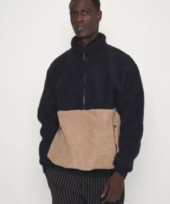 Pier One Uomo Felpa In Pile - Dark Blue/tan