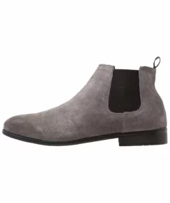 Pier One Uomo LEATHER - Stivaletti - Dark Gray