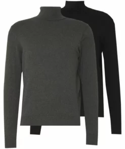 Pier One Uomo 2 PACK - Maglione - Black/mottled Dark Grey
