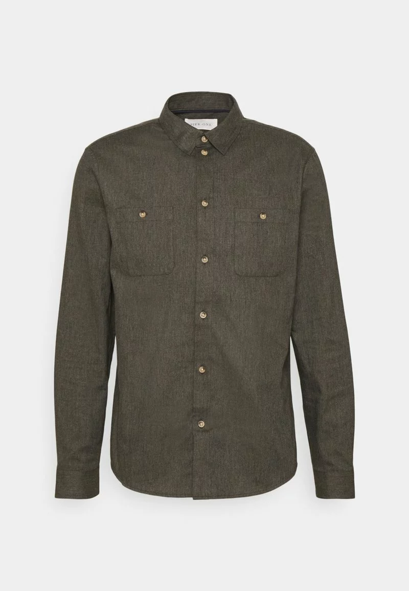 Pier One Uomo Camicia - Mottled Dark Green 7 Pier One Uomo Camicia - Mottled Dark Green - immagine 5