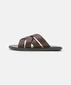 Pier One Uomo LEATHER - Ciabattine - Brown
