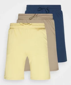 Pier One Uomo 3 PACK - Pantaloni Del Pigiama - Dark Blue/yellow/taupe