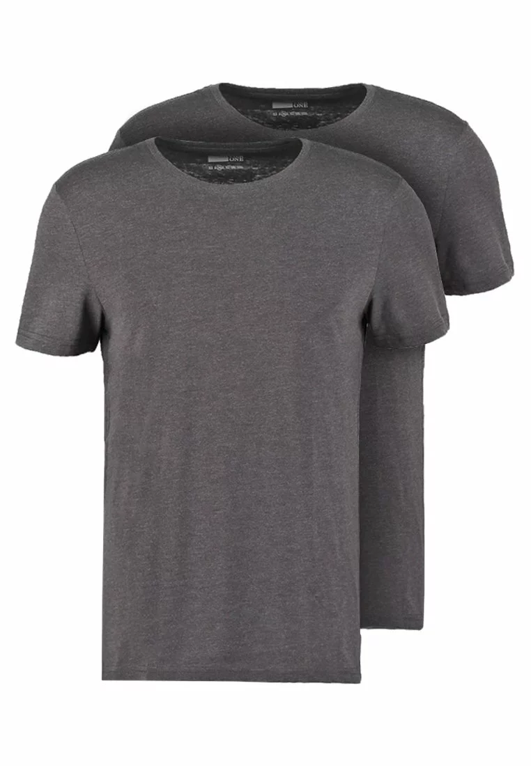 Pier One Uomo 2 PACK - T-shirt Basic - Dark Grey Melange 3 Pier One Uomo 2 PACK - T-shirt Basic - Dark Grey Melange