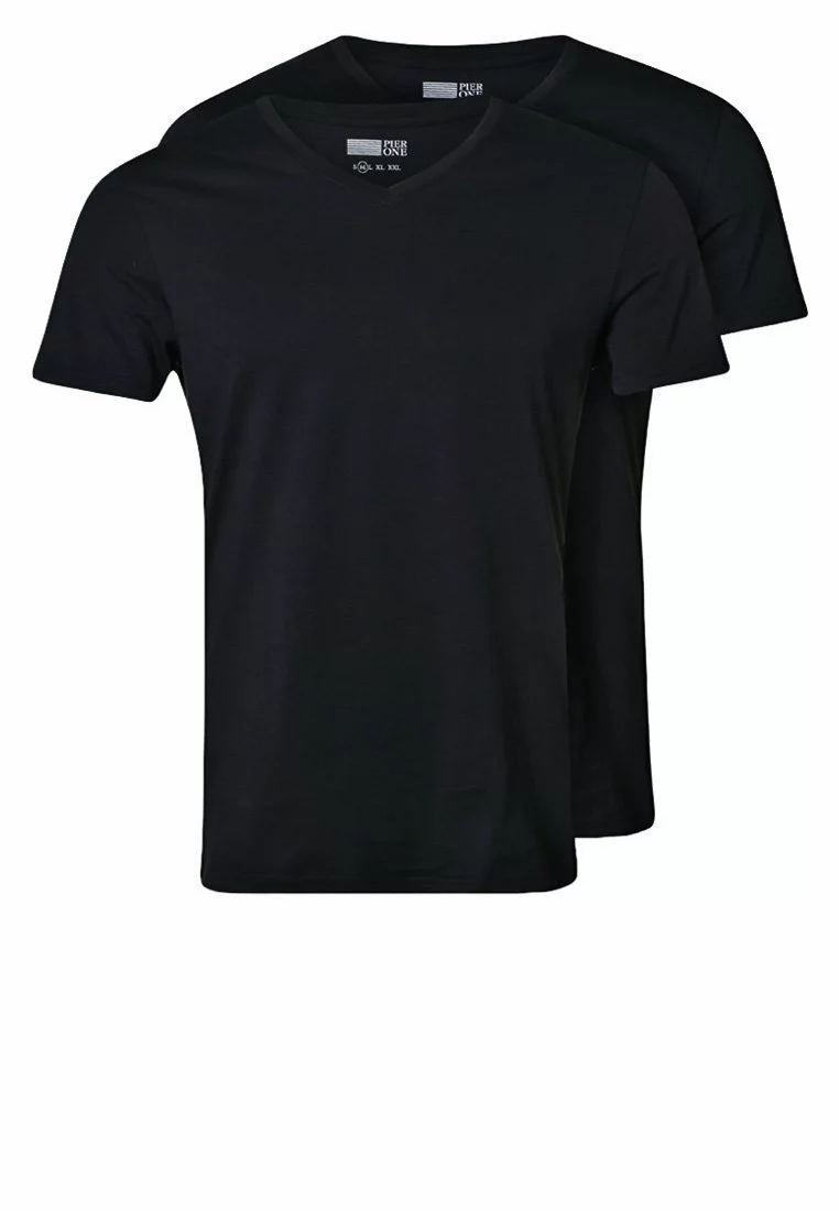Pier One Uomo 2 PACK - T-shirt Basic - Black 3 Pier One Uomo 2 PACK - T-shirt Basic - Black