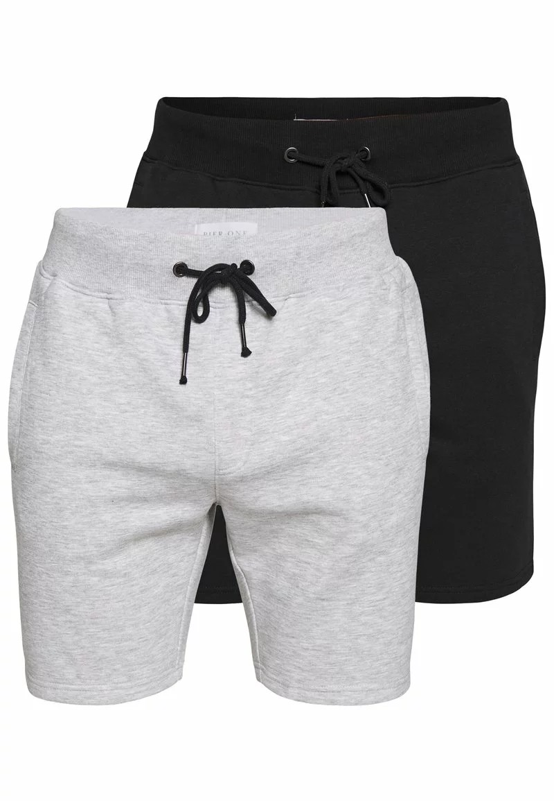 Pier One Uomo 2 PACK - Shorts - Light Grey /black 3 Pier One Uomo 2 PACK - Shorts - Light Grey /black