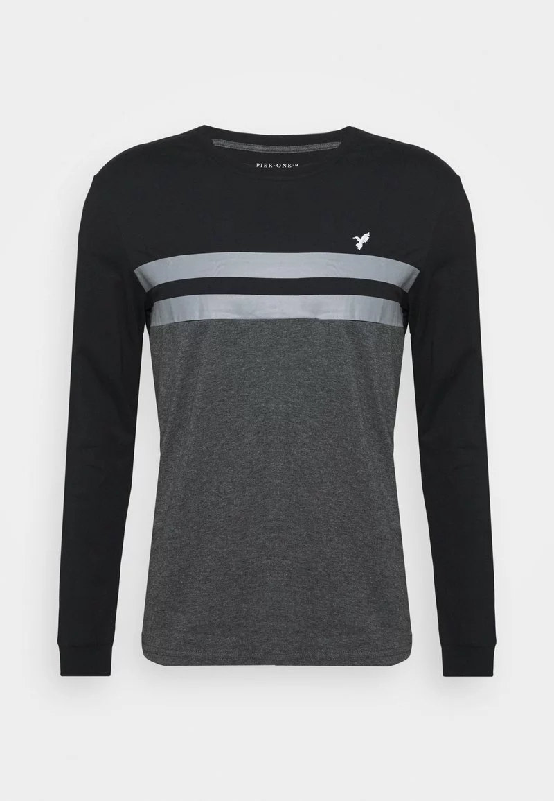 Pier One Uomo Maglietta A Manica Lunga - Black/mottled Dark Grey 7 Pier One Uomo Maglietta A Manica Lunga - Black/mottled Dark Grey - immagine 5
