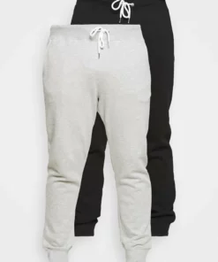 Pier One Uomo 2 PACK - Pantaloni Sportivi - Black/mottled Light Grey