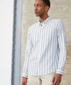 Pier One Uomo Camicia - Light Blue/white