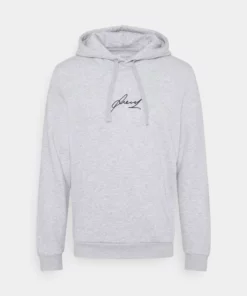 Pier One Uomo SCRIPT HOODIE - Felpa Con Cappuccio - Light Grey