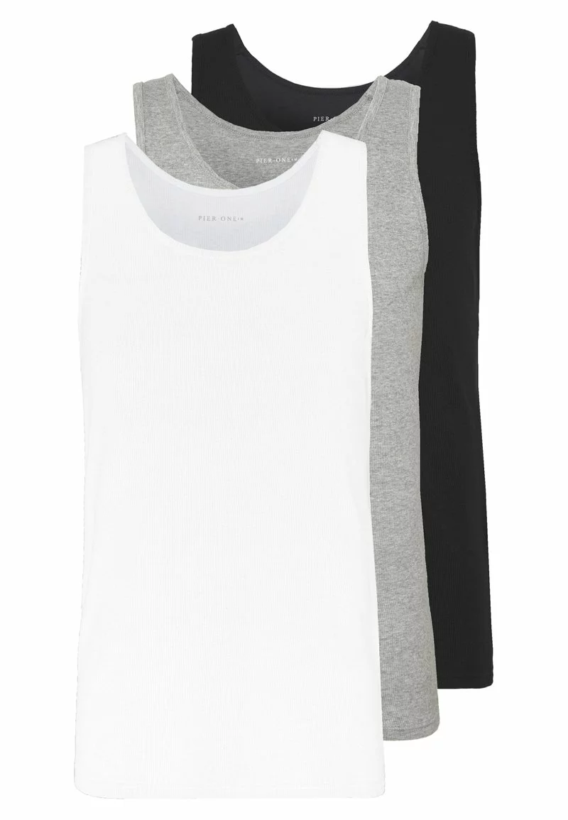 Pier One Uomo 3 PACK - Top - White/black 3 Pier One Uomo 3 PACK - Top - White/black