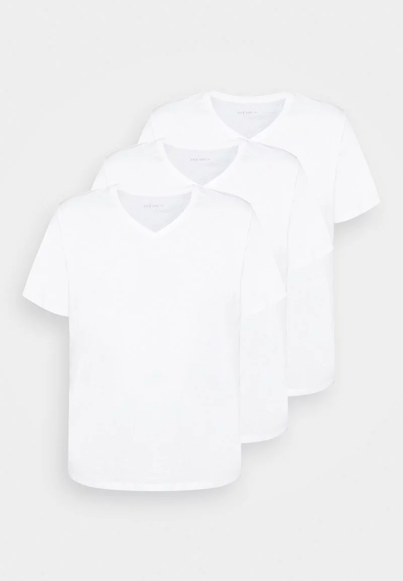 Pier One Uomo 3 PACK - T-shirt Basic - White 6 Pier One Uomo 3 PACK - T-shirt Basic - White - immagine 4