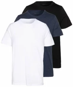 Pier One Uomo 3 PACK - T-shirt Basic - Black/white/blue