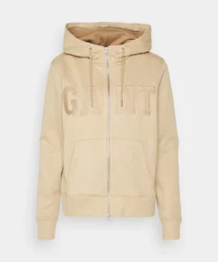GANT Donna LOGO ZIP - Sweatjacke - Beige