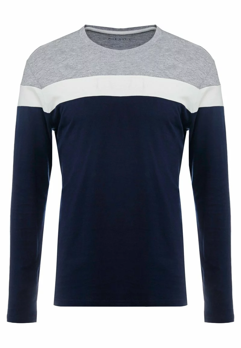 Pier One Uomo Maglietta A Manica Lunga - Grey/dark Blue 6 Pier One Uomo Maglietta A Manica Lunga - Grey/dark Blue - immagine 4