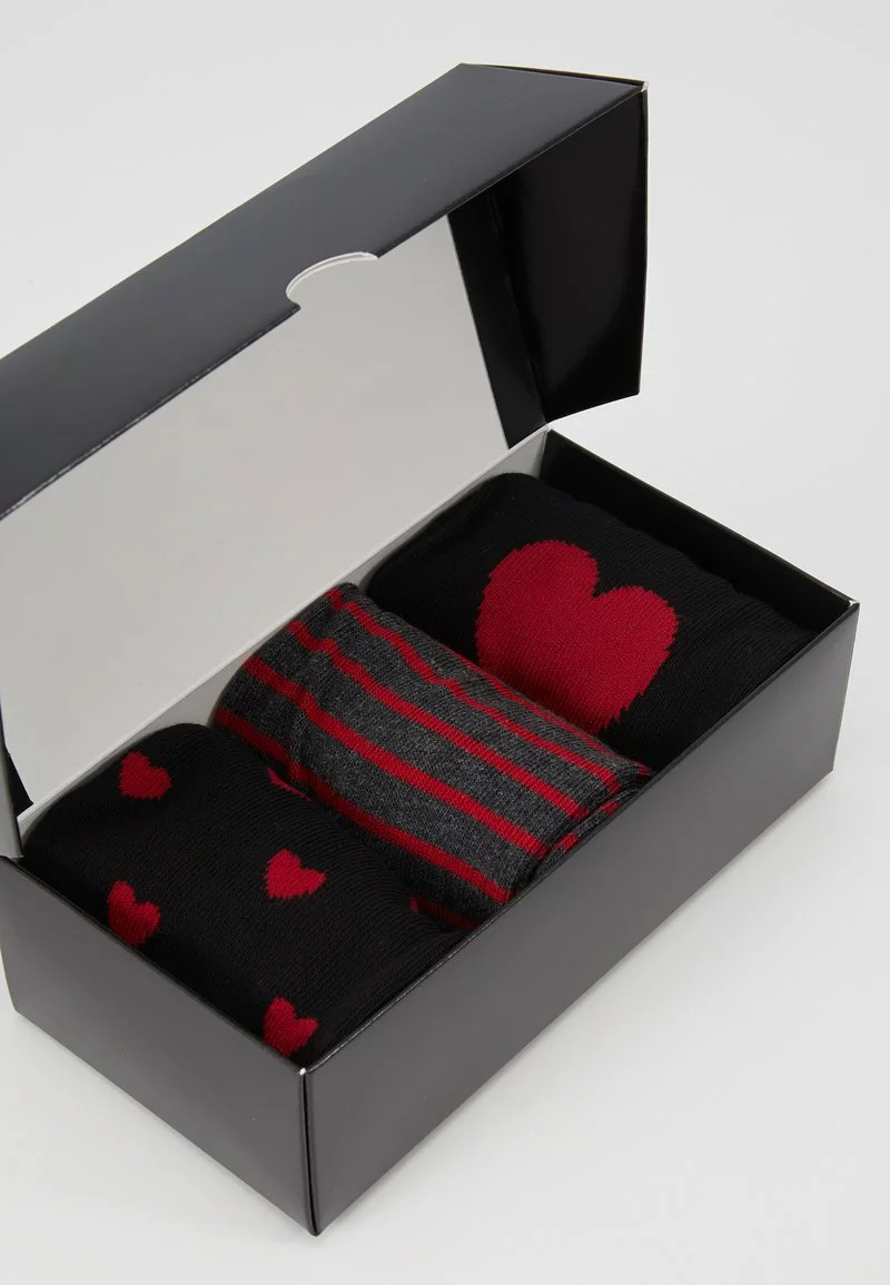 Pier One Uomo VALENTINES 3 PACK - Calze - Black/dark Red 7 Pier One Uomo VALENTINES 3 PACK - Calze - Black/dark Red - immagine 5