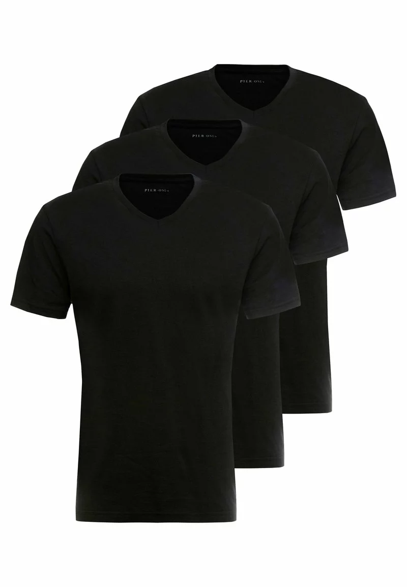 Pier One Uomo 3 PACK - T-shirt Basic - Black 6 Pier One Uomo 3 PACK - T-shirt Basic - Black - immagine 4