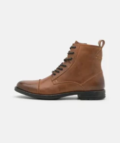 Pier One Uomo LEATHER - Stivaletti Stringati - Brown
