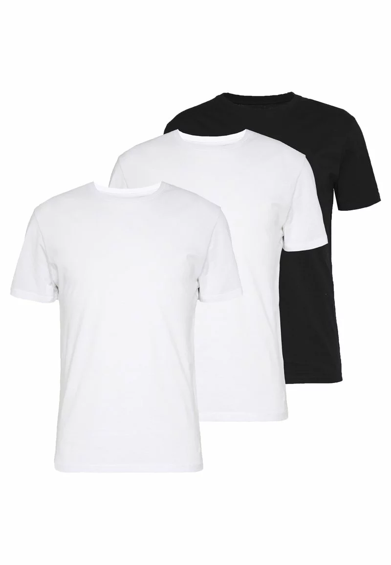 Pier One Uomo 3 PACK - T-shirt Basic - Black/ White 3 Pier One Uomo 3 PACK - T-shirt Basic - Black/ White