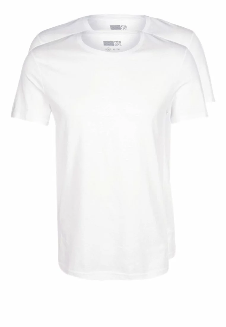 Pier One Uomo 2 PACK - T-shirt Basic - White 3 Pier One Uomo 2 PACK - T-shirt Basic - White