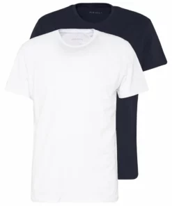 Pier One Uomo 2 PACK - T-shirt Basic - White/dark Blue