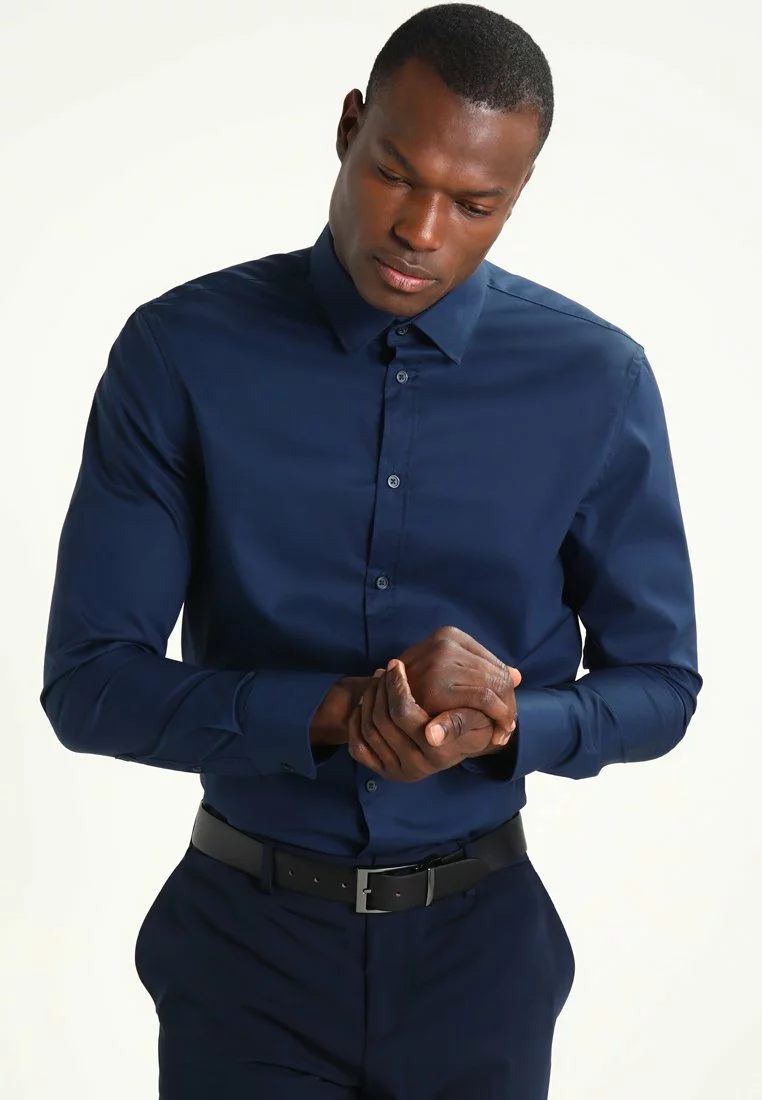 Pier One Uomo Camicia Elegante - Dark Blue 3 Pier One Uomo Camicia Elegante - Dark Blue