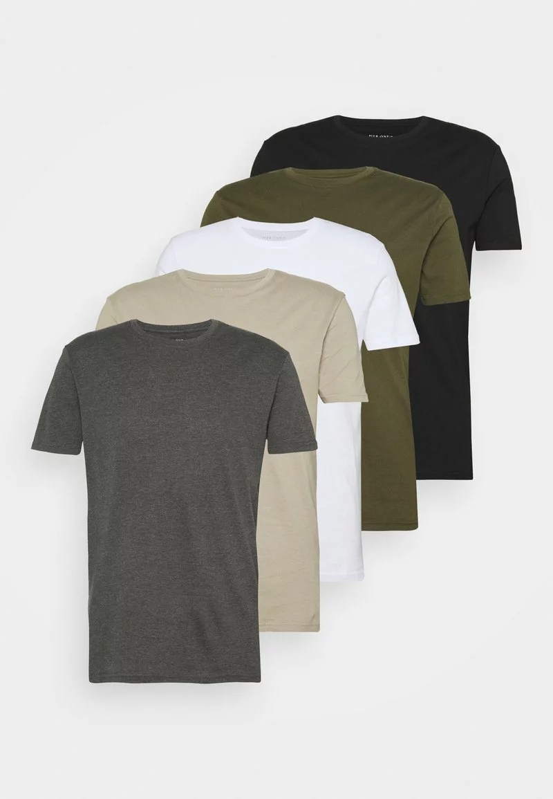 Pier One Uomo 5 PACK - T-shirt Basic - White/dark Grey/black 8 Pier One Uomo 5 PACK - T-shirt Basic - White/dark Grey/black - immagine 6