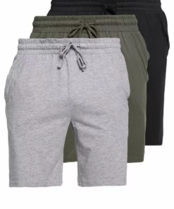 Pier One Uomo 3 PACK - Pantaloni Del Pigiama - Black/mottled Grey