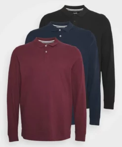 Pier One Uomo 3 PACK - Polo - Bordeaux/dark Blue/black