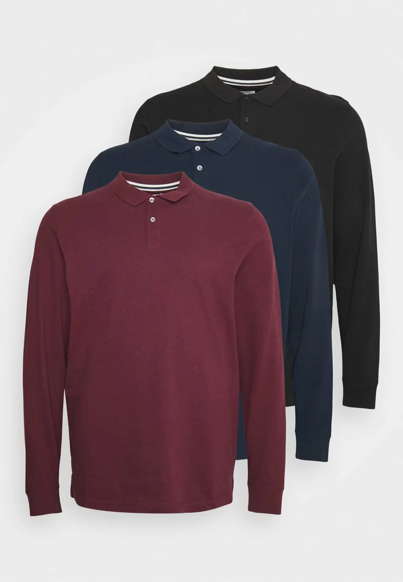 Pier One Uomo 3 PACK - Polo - Bordeaux/dark Blue/black 3 Pier One Uomo 3 PACK - Polo - Bordeaux/dark Blue/black