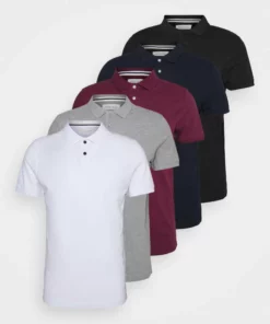 Pier One Uomo 5 PACK - Polo - Black/white/bordeaux/navy/gray Marl