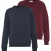 Pier One Uomo 2er Pack CREW NECK - Felpa - Dark Blue/bordeaux