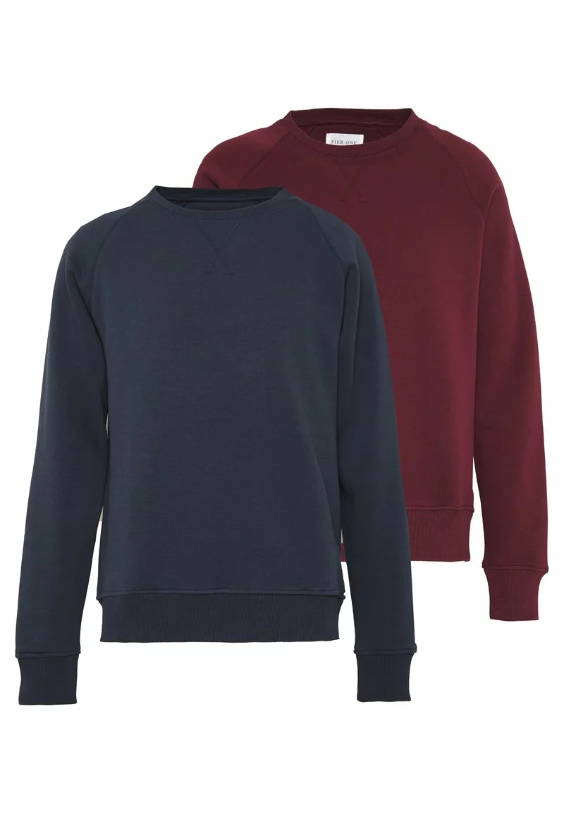 Pier One Uomo 2er Pack CREW NECK - Felpa - Dark Blue/bordeaux 3 Pier One Uomo 2er Pack CREW NECK - Felpa - Dark Blue/bordeaux