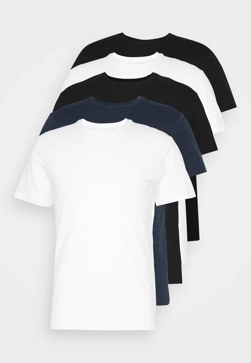 Pier One Uomo 5 PACK - T-shirt Basic - Black/white/blue 6 Pier One Uomo 5 PACK - T-shirt Basic - Black/white/blue - immagine 4
